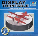 Battery-powered mirrored model display turntable with rotating base and clear cover