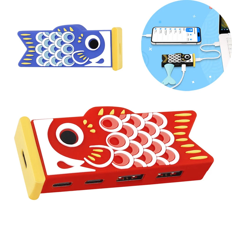 1x Cartoon Carp 4 Ports HUB2.0 USB Splitter/Expander for MacBook PC Laptop Phone