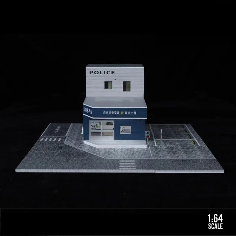 1/64 Diorama Garage Building Model LED Japanese Police Station Lighting Version