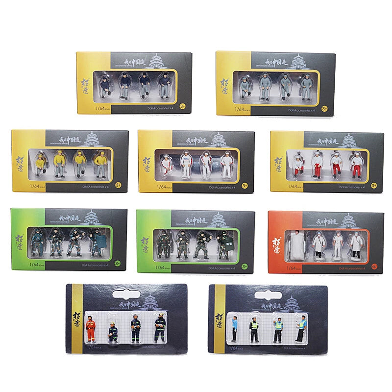XCAR 1/64 Scale Car Scene Accessories Props Doll Model Chinese Police SWAT Model