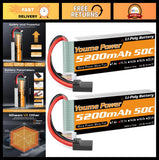 High-Performance 3S LiPo Battery 5200mAh 11.1V 50C for RC Cars, Trucks, Drones ( Battery