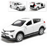 Toyota RAV4 Metal Model Diecast Car Scale, Collectible Toy Cars, White, 1/36