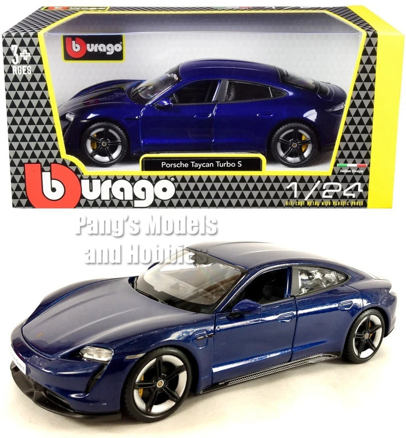 2020 Porsche Taycan Turbo S 1/24 Scale Diecast Model by Bburago - BLUE w/ BOX