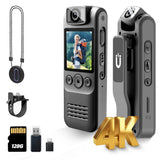4K 128GB Body Camera, Audio and Video Recording, with Magnetic Back Clip&Bike...