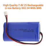 7.4V 2S Li-ion battery pack, blue case, red/black wires and white connector