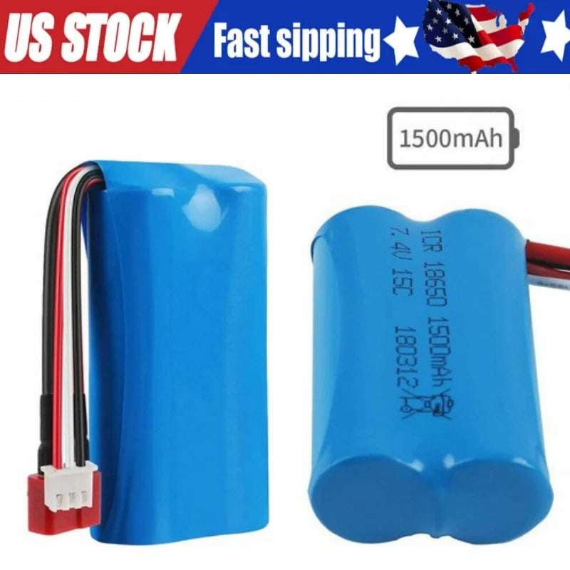 2X Rechargeable Lipo Battery 7.4V 1500mAh For WLtoy 4WD RC Car 12403 12401 12402 Battery