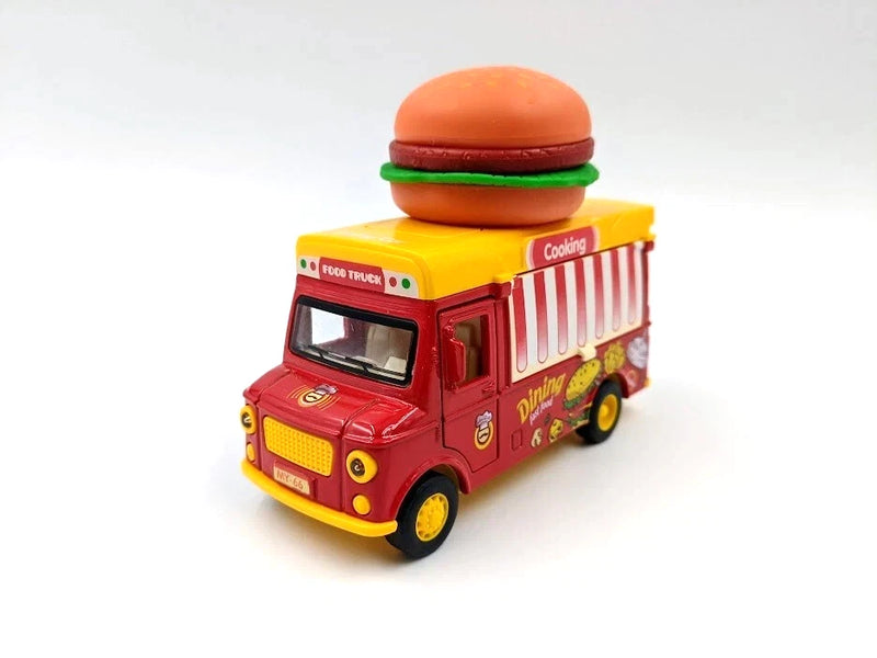 Cute Burger Food Truck Music and Light Metal Diecast Car Model Gifts Toy 1/36