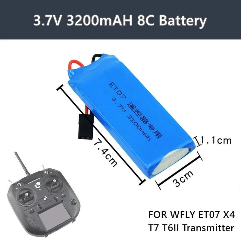 1PCS 3.7V 3200mAh 8C Battery For WFLY ET07 X4 T7 T6II Remote Control Transmitter