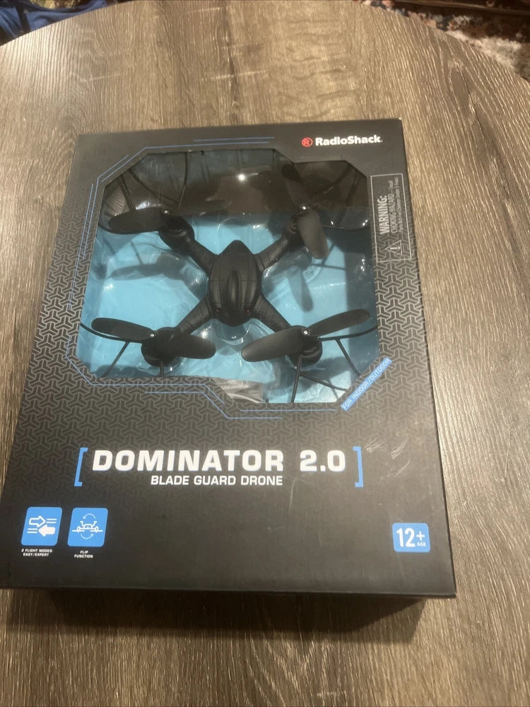 Radio Shack Dominator 2.0 RC quadcopter drone box with clear window