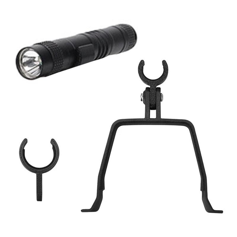 Ultra-light LED flashlight and drone mount bracket with clips, black