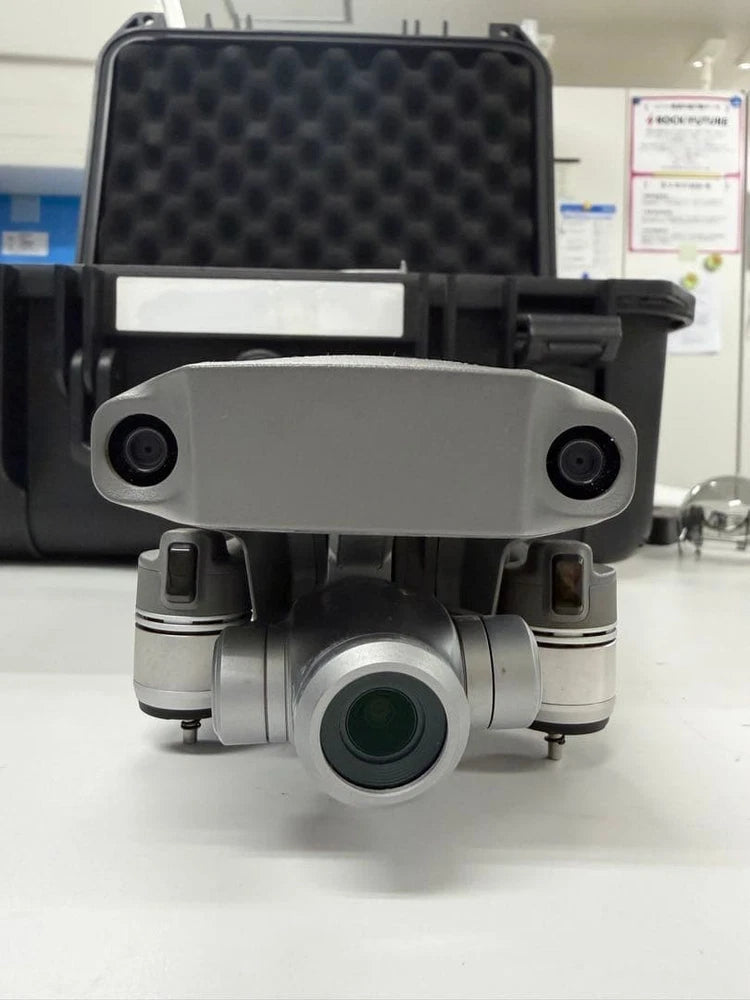 Drone camera gimbal with zoom lens module, front view