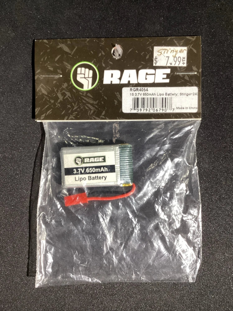 Rage R/C Stinger 240 Drone 1S 650mAh 3.7V LiPo Battery RGR4054 Battery