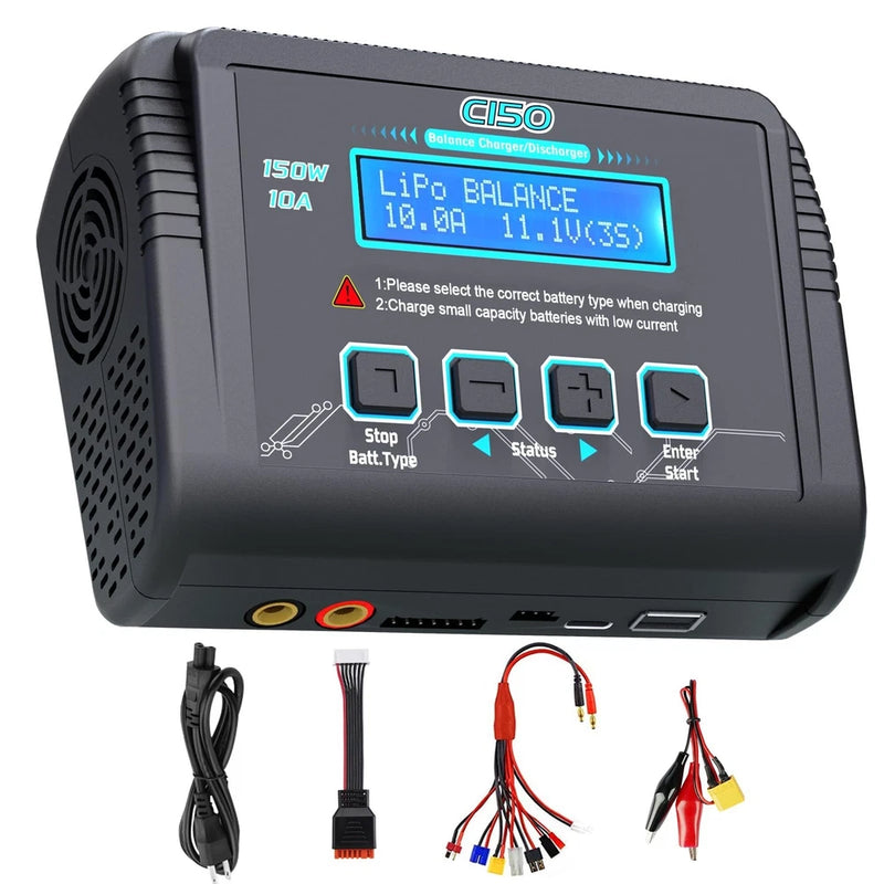 Lipo Battery Charger, 1-6S Balance Charger Discharge 150W 10A AC/DC for Li-Po... Battery