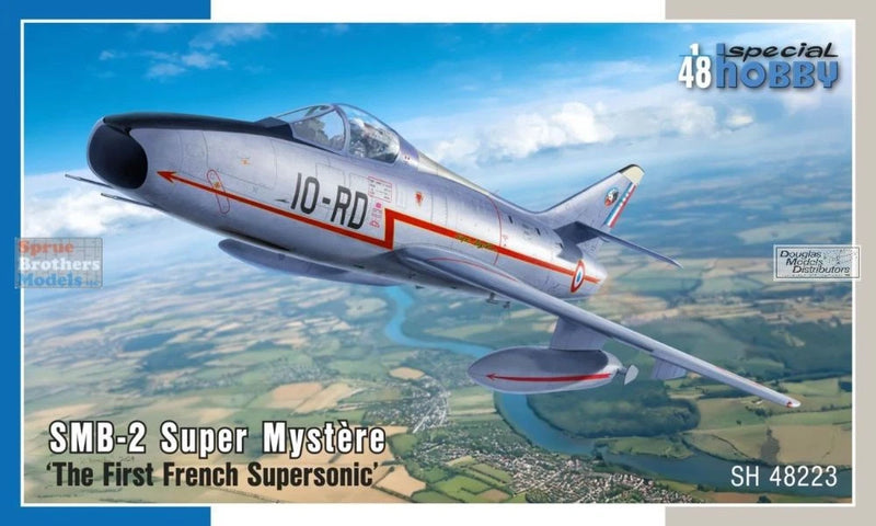 Special Hobby SMB-2 Super Mystere model kit box art of French jet fighter in flight