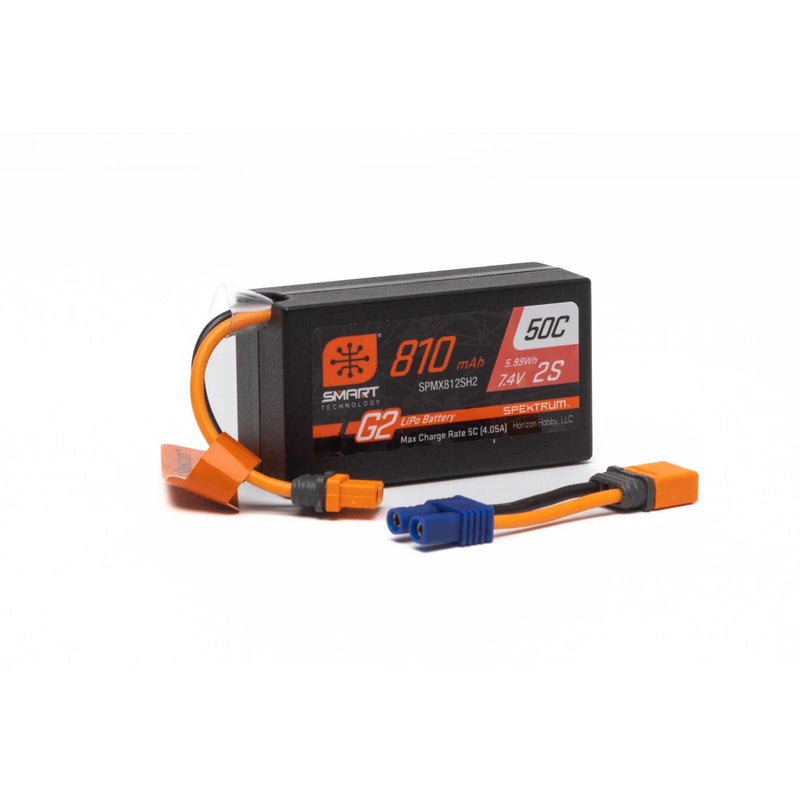Spektrum 7.4V 810mAh 2S Smart G2 50C LiPo: IC2 Crawler Battery SPMX812SH2 Battery