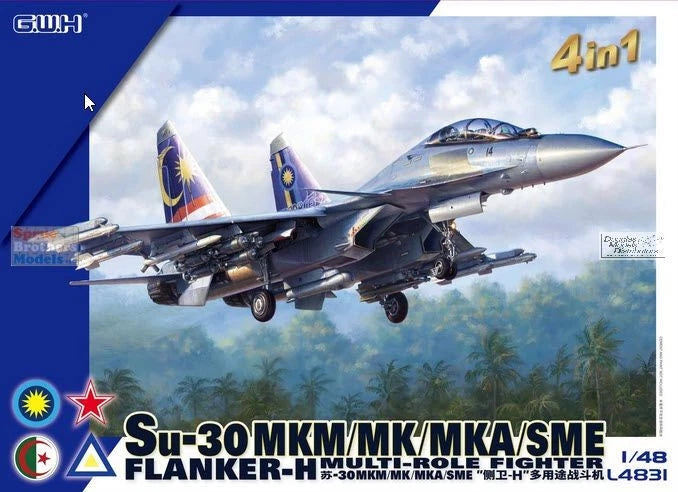 1/48 Su-30 Flanker-H model kit box with aircraft artwork