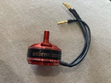 Storm FPV racing drone motor, red anodized can with black wire leads