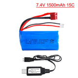1¡Á 7.4V 1500mAh Lipo Battery for 1/16 16103 WLtoys 1:16 12428 12423 144001 16101 Battery