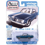 1965 Plymouth Barracuda Formula S - Blue 1:64 Scale Model - Auto World AWSP207B