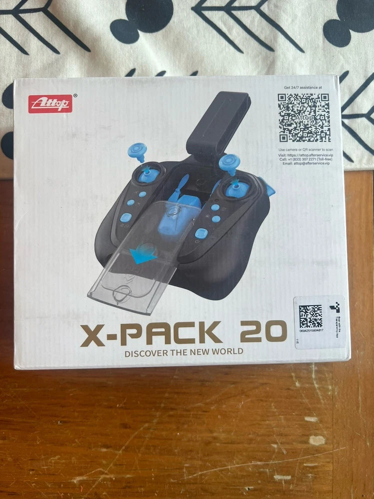 Attop X-PACK 20 mini foldable drone box with blue drone controller graphic