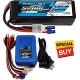 NHX Muscle Pack 4S 14.8V 5200mAh 50C Lipo Battery w/ EC3 / EZ6 Charger Battery