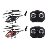 Wireless indoor helicopter 2-pack with red and black helicopters and remote controller