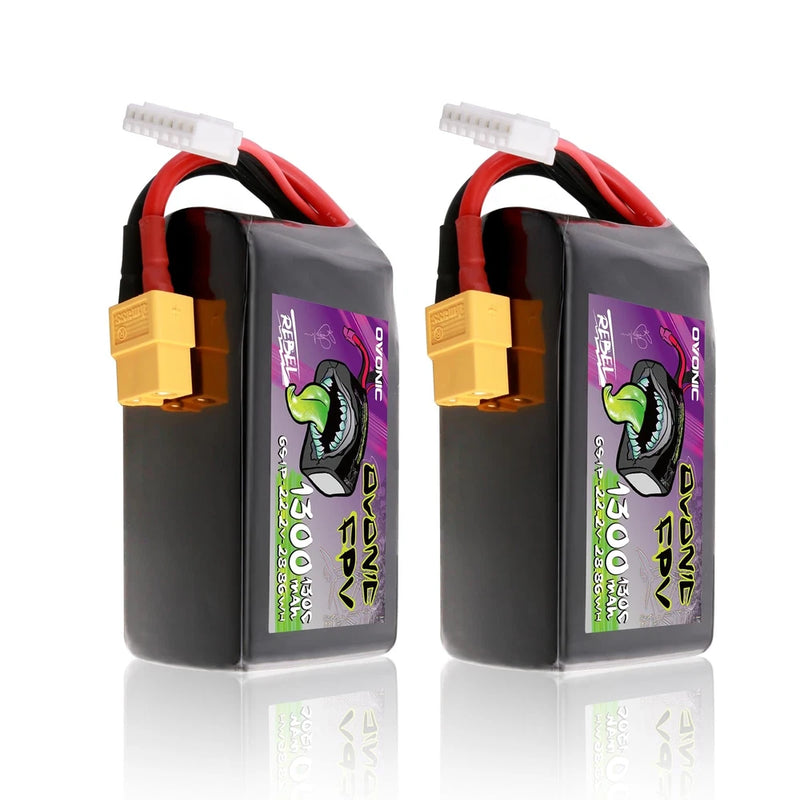 OVONIC 22.2V 6S Lipo 1300 mAh 130C Lipo Battery with XT60 Plug ?2 Pack? Battery
