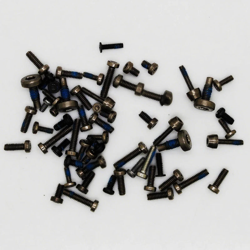 Drone replacement screw set with metal screws and blue-thread inserts