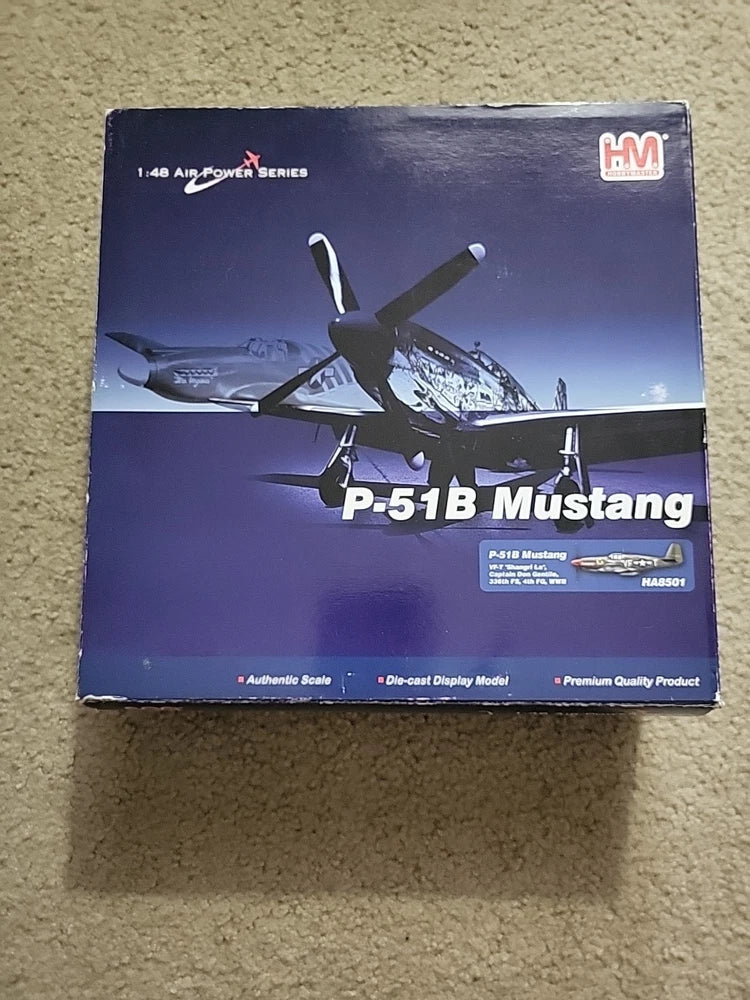 Hobbymaster 1/48 P-51B Mustang model kit box with aircraft artwork and HM logo
