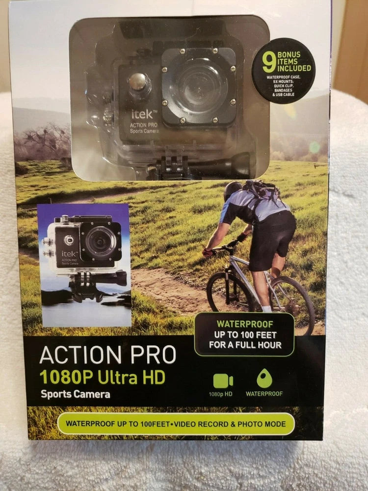 Itek Action Pro 1080p Ultra HD Sports Camera Waterproof New in Sealed Box
