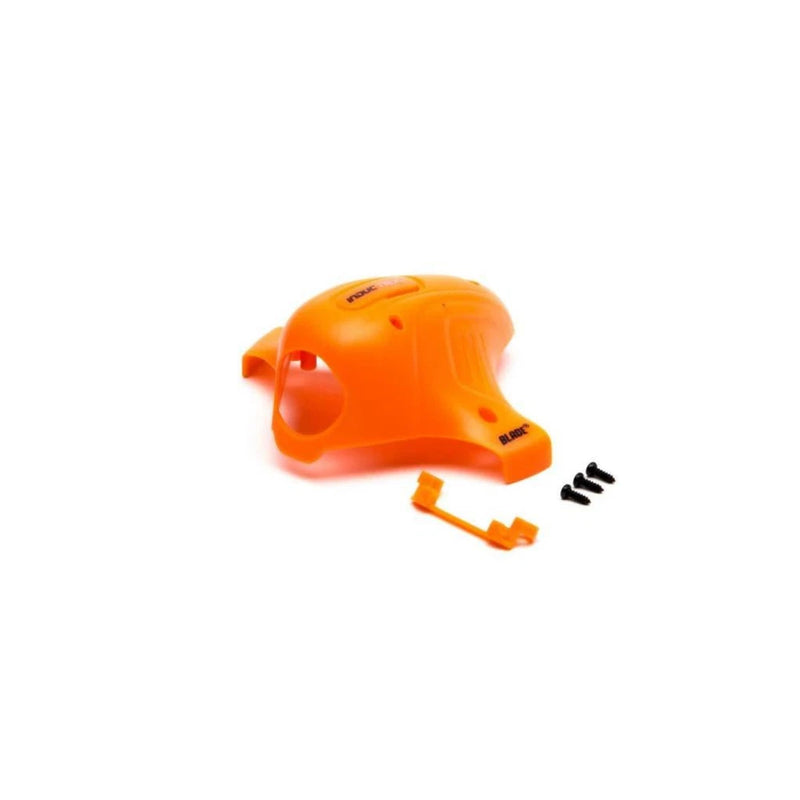 Orange FPV canopy shell with mounting holes and side cutouts