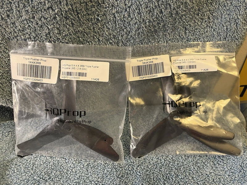 Tri-blade FPV drone propeller set, sealed packs with 5x4x3B blades