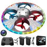 Round Foam RC UFO Drone with Camera, Multi-Color LED Lights (Color Silvery