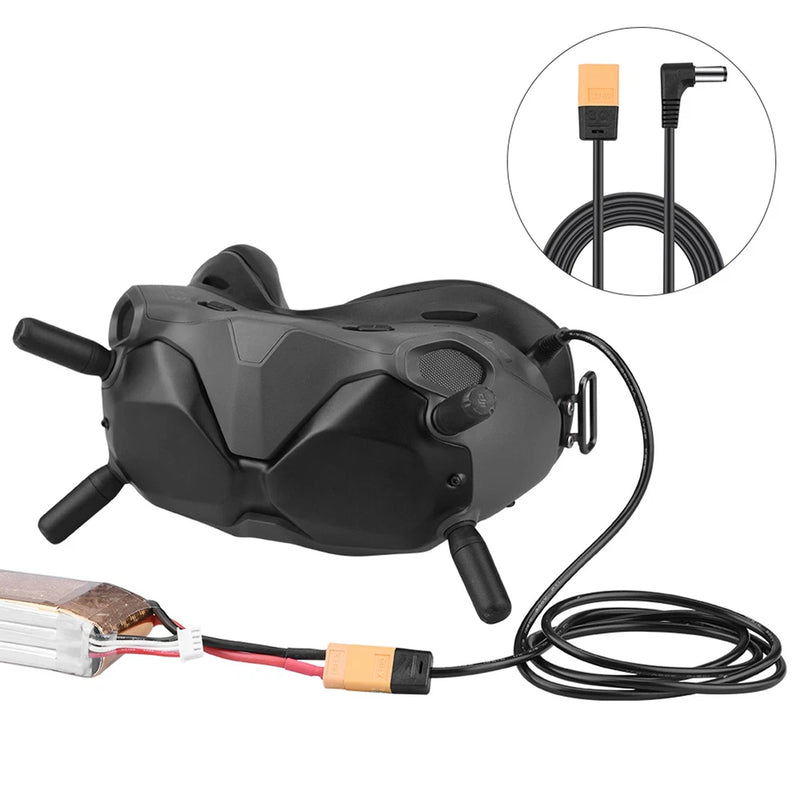 XT60 Power Cable For FPV Flying Goggles 122cm/48in With DC Interface Copper NEW