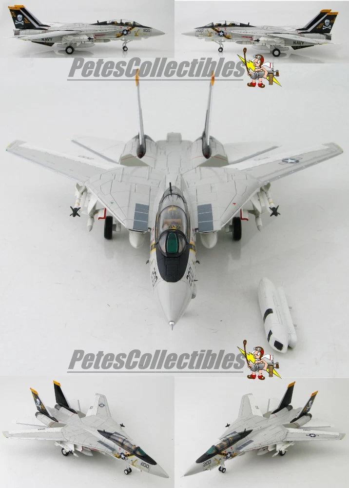 1/72 die-cast F-14A fighter jet model with VF-84 Jolly Rogers markings, front view