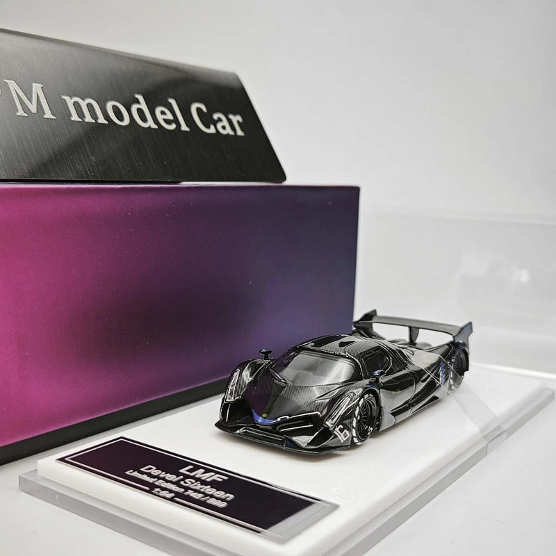 Devel Sixteen 1/64 Blue Diecast Model Car, Alloy Sports Car for Collection