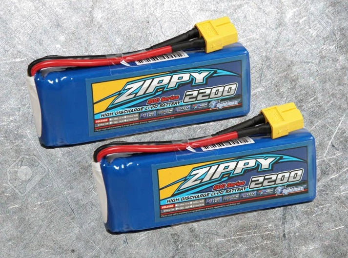 2pk Zippy 2200mah 2S 7.4v Lipo Batteries Pack of Two