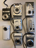 Bulk 8-Camera Repair Lot: Panasonic Lumix, Kodak, HP, Casio, Polaroid, Flip - AS