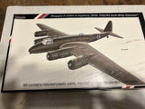 Airplane model kit box art showing gray Piaggio P.108A military aircraft, 1/72 scale