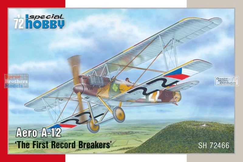 72 scale biplane model kit, Aero A-12 'The First Record Breakers' box art