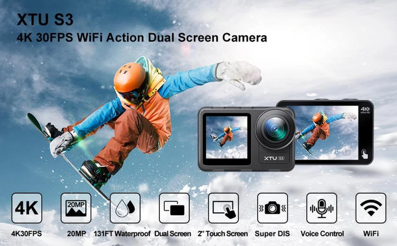 XTU S3  4K  Waterproof Action dual screen camera