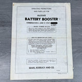 Vintage Allstate battery booster operating instructions and parts list booklet