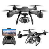 Gray 4K FPV quadcopter drone with dual cameras, plus controller and screen