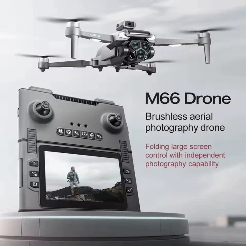 M66 drone with foldable controller and built-in screen for aerial photography