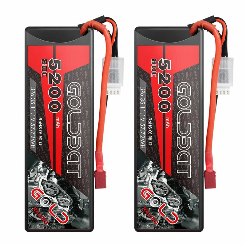2x 5200mAh 80C 3S 11.1V Hardcase Lipo Battery with Deans Plug for RC Car Truck Battery