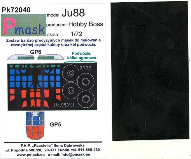 Model Maker 1/72 JUNKERS Ju-88 German WWII Bomber Paint Mask Set Hobby Boss