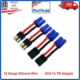 2-pack RC battery connector adapters with blue EC5-to-TR plugs and silicone wires