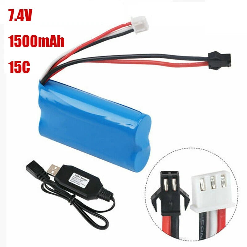 2s 1500mAh 7.4V Lipo Battery 15C SM Plug+ USB Charger for Spare Part RC Car Boat