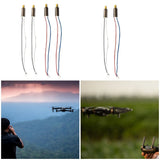Drone motor set with four wired motors and exposed shafts