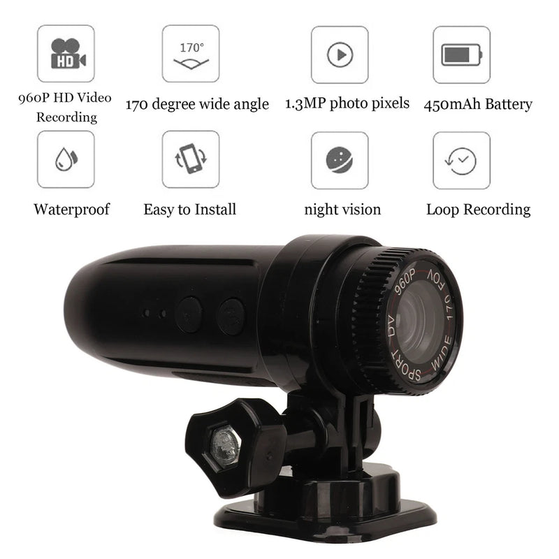 Motorcycle Helmet Camera Bike Video Camera 1080p Sports Action Camera 170?? Fit